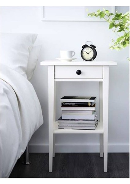 Çekmeceli Komodin, Beyaz Renk 46X35X70 cm Masif Ahşap Mobilya fırsatları