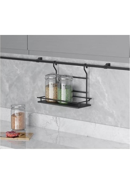 Ahşap Tek Büyük Raflı Baharatlık Antrasit