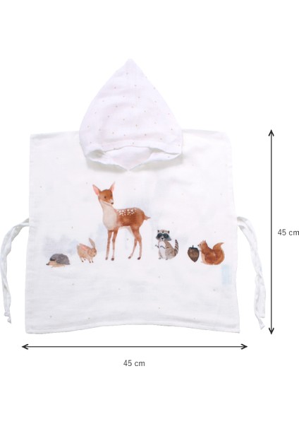 Forest Amigos %100 Pamuk Bebek/Çocuk Müslin Panço