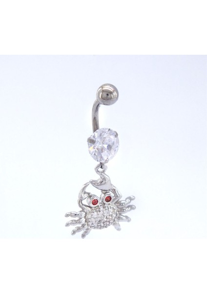 316L Çelik Zirkon Taşlı Yengeçli Piercing PRC-105