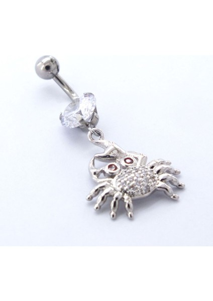 316L Çelik Zirkon Taşlı Yengeçli Piercing PRC-105