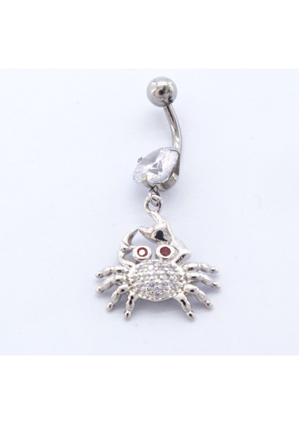 316L Çelik Zirkon Taşlı Yengeçli Piercing PRC-105