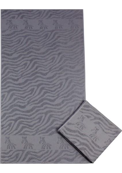 Zebra Desenli 2'li Havlu Seti 70 x 140 cm Gri