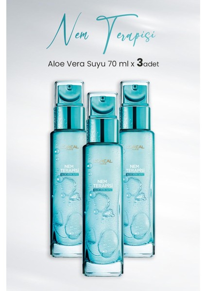 Loreal Paris Nem Terapisi Aloe Vera Suyu Normalden Kuruya Ciltler 70 ml x 3 Adet