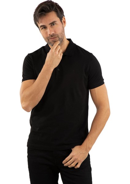 Regular Fit Polo Yaka %100 Pamuk Kısa Kollu Basic Penye T-Shirt-PE3603TY22 fırsatları