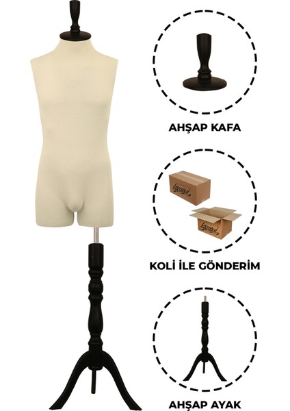 Pantolon Giyebilen 48 Beden Erkek Vitrin Amaçlı Terzi Mankeni Vitrin Mankeni (Iğne Batmaz)