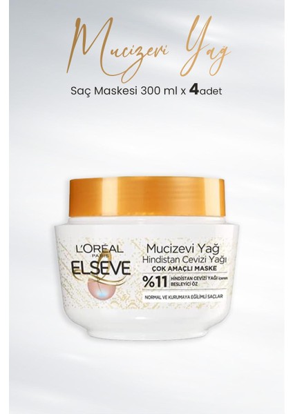 Mucizevi Yağ Besleyici Banyo Öncesi Maske Hindistan Cevizi 300 ml x 4 Adet