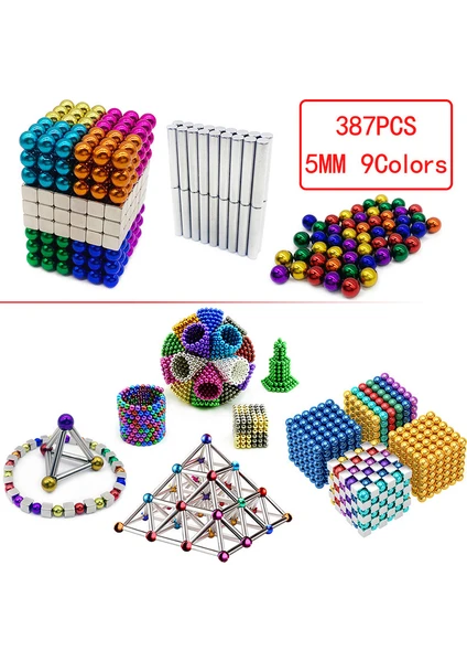 KiddoZone Toy 5 mm 387 Elbise Adet Küp Bina Blok Neodymium Neocube Manyetik Mıknatıs Toplar Nts Bilye Bulmaca Sıkıştırma Toplam Oyuncular (Yurt Dışından)