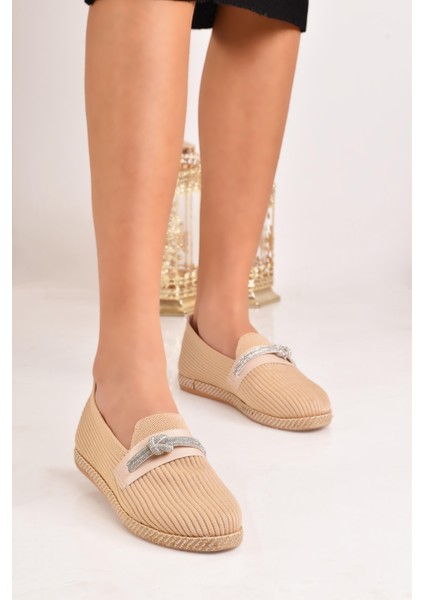 Kadın Taşlı Detaylı Triko Babet Ayakkabı modelleri