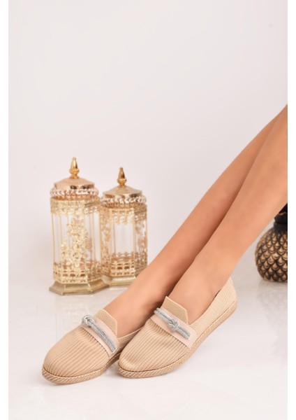 Kadın Taşlı Detaylı Triko Babet Ayakkabı fırsatları