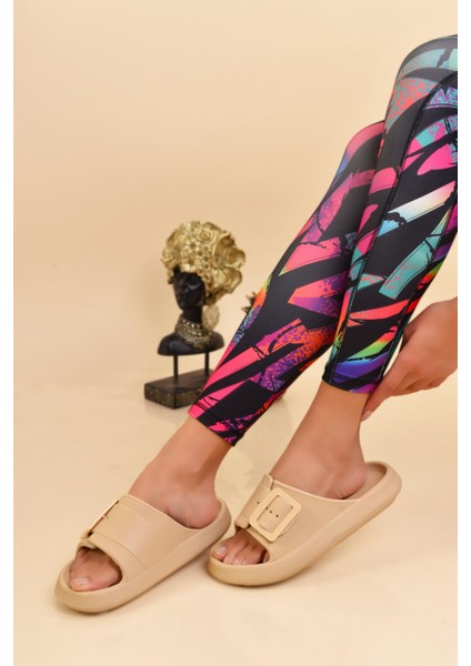 Şık Plaj Havuz Bahçe Deniz Yazlık Yumuşak Kalın Tabanlı Tek Bant Tokalı Kadın Günlük Terlik fiyatları