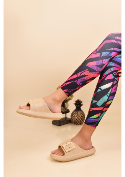 Şık Plaj Havuz Bahçe Deniz Yazlık Yumuşak Kalın Tabanlı Tek Bant Tokalı Kadın Günlük Terlik fırsatları