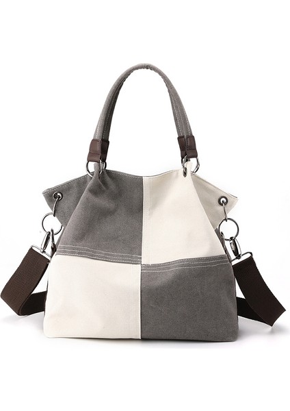 Günlük Bayan Kanvas Çanta Çatışma Rengi Omuz Çantası (Yurt Dışından)
