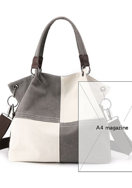 Günlük Bayan Kanvas Çanta Çatışma Rengi Omuz Çantası (Yurt Dışından) fiyatları