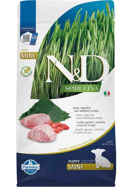 Spirulina Takviyeli Kuzulu Küçük Irk Yavru Köpek Maması 2kg