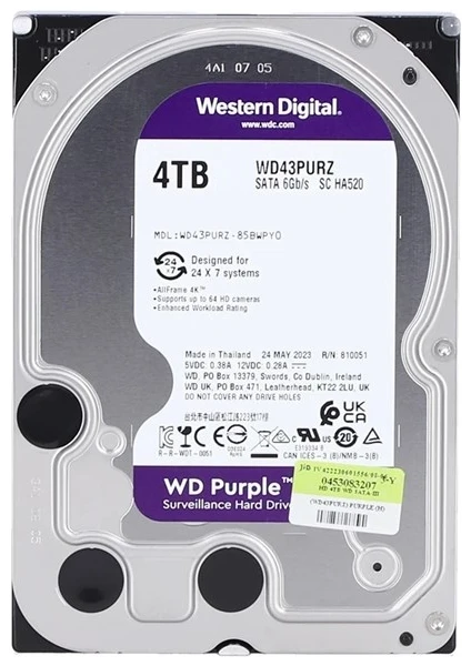 Wd Purple 4tb 5400RPM 256MB 43PURZ Hard Disk