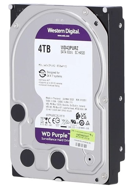 Wd Purple 4tb 5400RPM 256MB 43PURZ Hard Disk