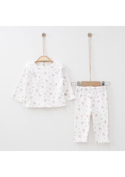 O'baby Organik Fırfırlı Çiçek Desenli 2'li Takım