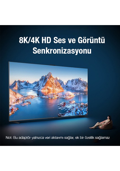 Ally 100W 20GBPS Düz Model Type-C Uzatma Adaptörü Type-C Çevirici