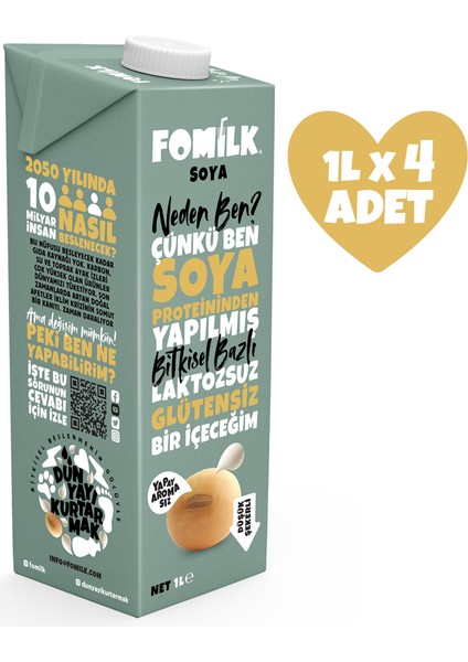 Soya Sütü 1 L X4 Glutensiz Bitkisel Bazlı Laktozsuz Vegan fiyatları