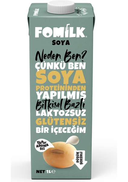 Soya Sütü 1 L Glutensiz Bitkisel Bazlı Laktozsuz Vegan