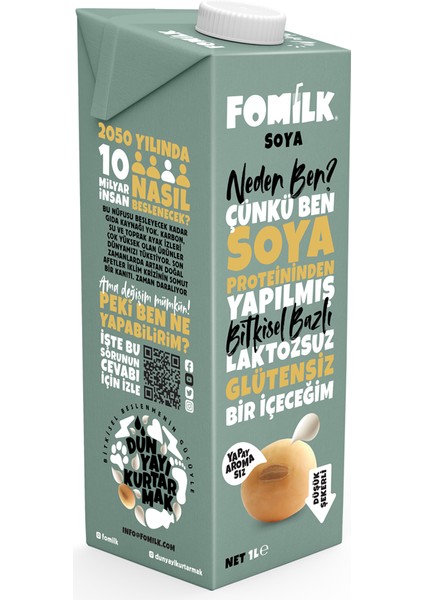 Soya Sütü 1 L Glutensiz Bitkisel Bazlı Laktozsuz Vegan