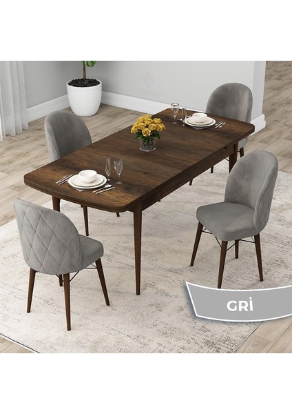 Concept Rut Serisi Açılabilir 80X132 Barok Ahşap Desen Mutfak Masası Takımı ve 4 Sandalye fiyatları