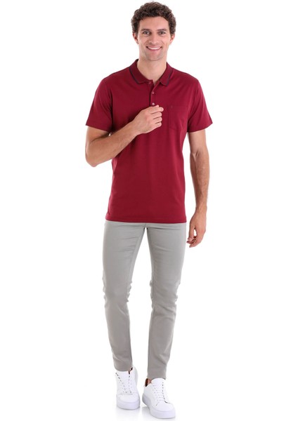 Bordo Ozp 112302 Kls. Cepli Polo Yaka Merserize T-Shirt (S-Xxl)