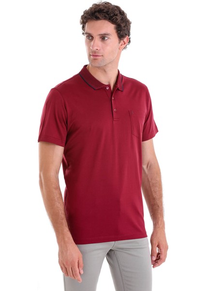 Bordo Ozp 112302 Kls. Cepli Polo Yaka Merserize T-Shirt (S-Xxl)