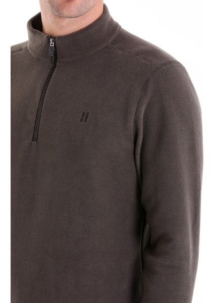 Haki Regular Fit Yarım Balıkçı Yaka Fermuarlı Polar Sweatshirt indirimleri