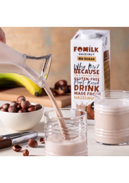 Fındık Sütü 1 L X4 Glutensiz Bitkisel Bazlı Laktozsuz Vegan Şekersiz