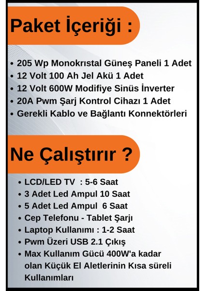 N&D Lighting Tv+Aydınlatma Trenta Mono Solar Paket 220 Volt-1,6kwp