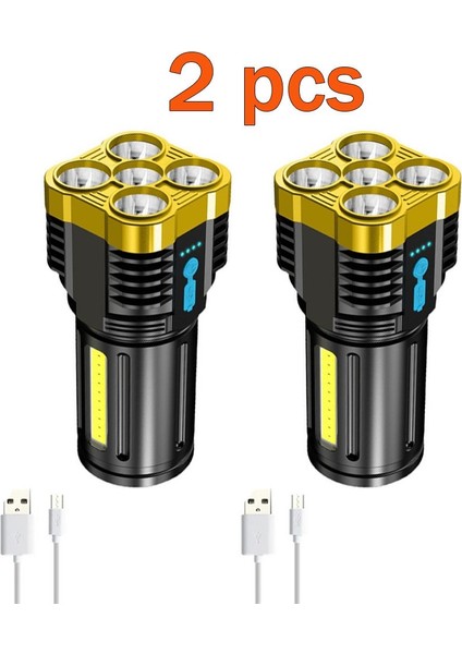 2 Parça Taktik El Feneri LED Süper Güçlü USB Şarjlı (Yurt Dışından)