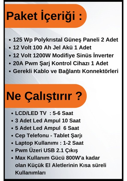 Tv+Aydınlatma Maxi Solar Paket 220 Volt -2kwp