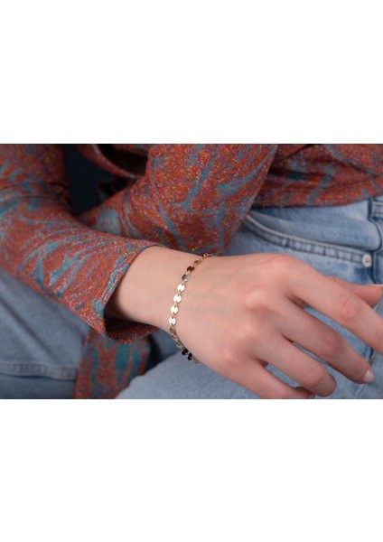 14 Ayar Altın Üç Renk Pul Pul Bileklik