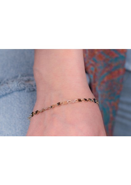 14 Ayar Altın Üç Renk Pul Pul Bileklik fiyatları