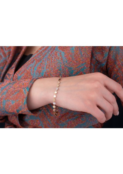 14 Ayar Altın Üç Renk Pul Pul Bileklik modelleri