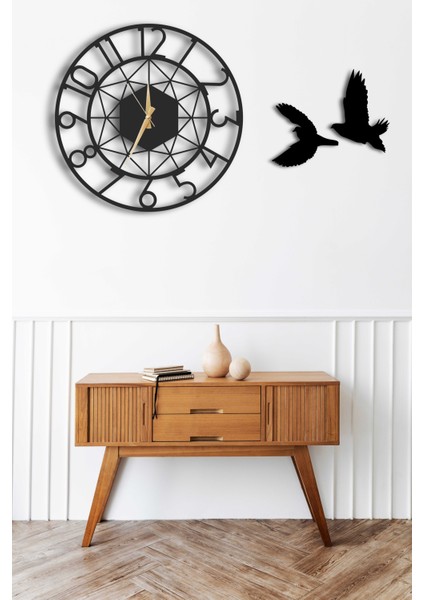 Dekoratif Duvar Saati 50X50CM + Kuşlu Tablo modelleri