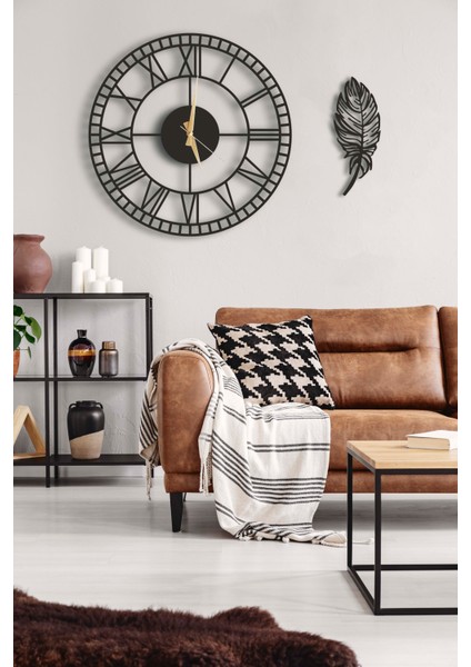 Dekoratif Duvar Saati 50X50CM + Yapraklı Tablo
