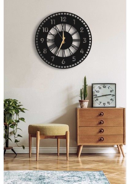 Dekoratif Duvar Saati 50X50CM + Yapraklı Tablo