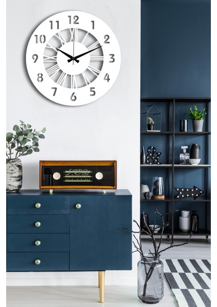 Dekoratif Beyaz Duvar Saati 50X50CM + Kuşlu Tablo modelleri