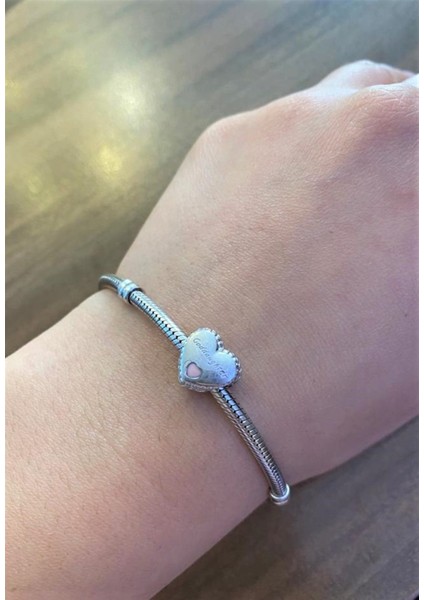 Kadın Kalp Model Goddaughter Yazılı Gümüş Charm fiyatları