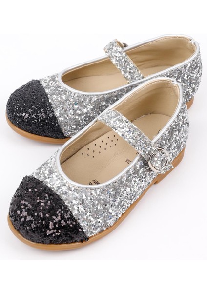 Gümüş Pullu Tokalı Kız Çocuk Ayakkabı modelleri