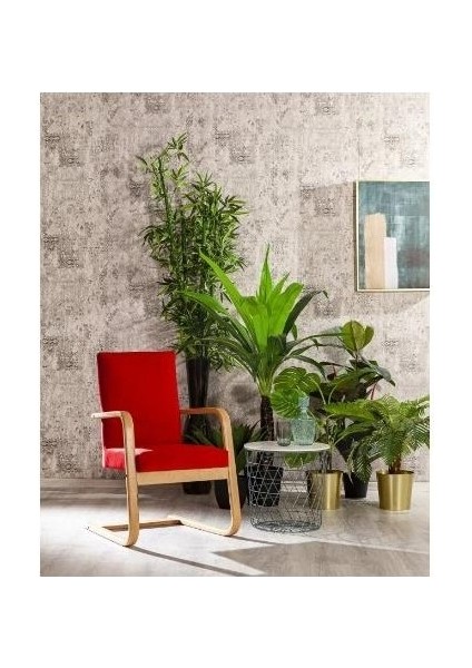 Konfor Puflu Sallanır Sandalye - Kırmızı