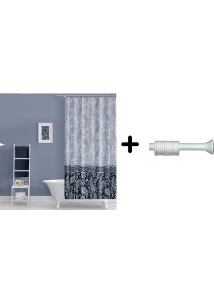 Banyo Duş Perdesi 110 x 200 cm Perde Borusu Askı Aparatı 90 x 130 cm