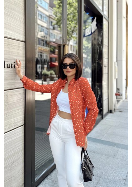 Kahve Klasik Yaka, Uzun Kol, Digital Baskılı Kumaş, Regular Kalıp/kesim, Gömlek modelleri