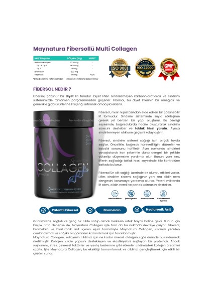 Fibersol ve Çift Hidrolize Kolajen Peptitler Içeren Diyet Takviyesi