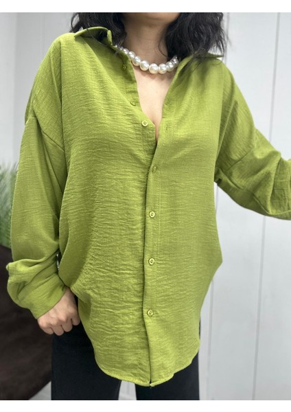 Kadın Oversize Keten Gömlek