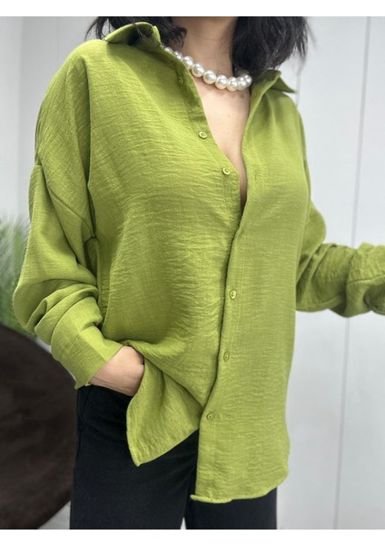 Kadın Oversize Keten Gömlek