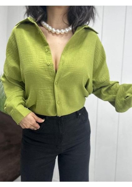 Kadın Oversize Keten Gömlek